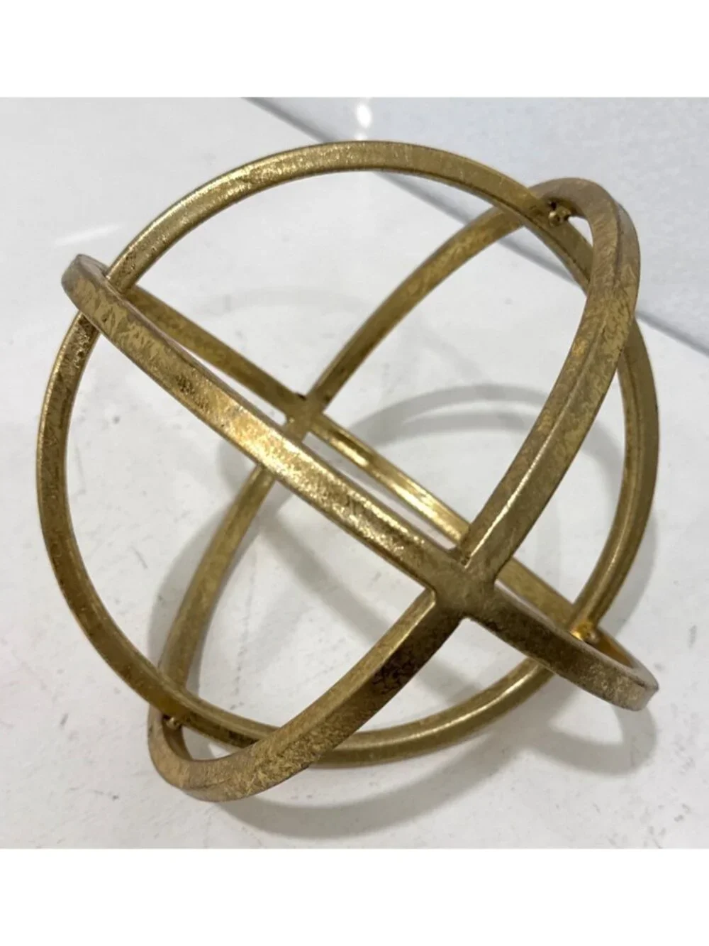 Gold Metal Sphere Orbs Sculpture Home Decor Large  8”